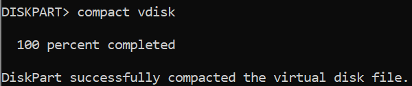 output of diskpart compact 